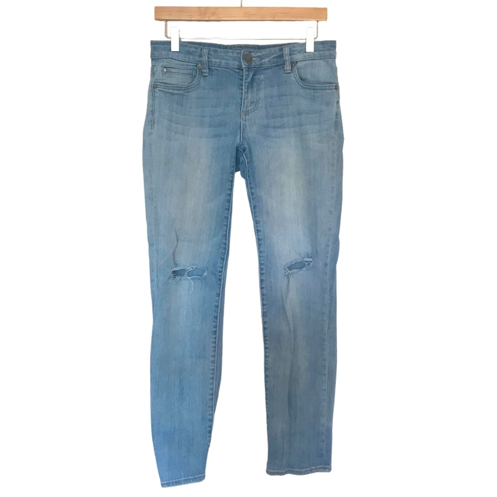 KUT FROM THE KLOTH Catherine Boyfriend Distressed Knee Slim Leg Jeans